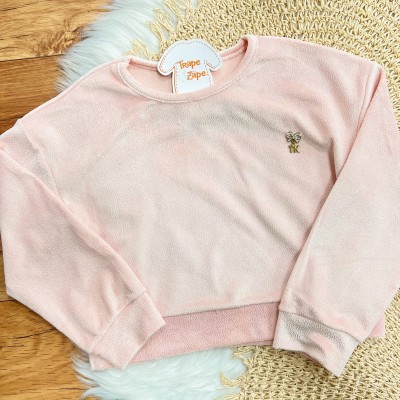 Conj. Casaco e Short Saia em Plush com Glitter - Rosa